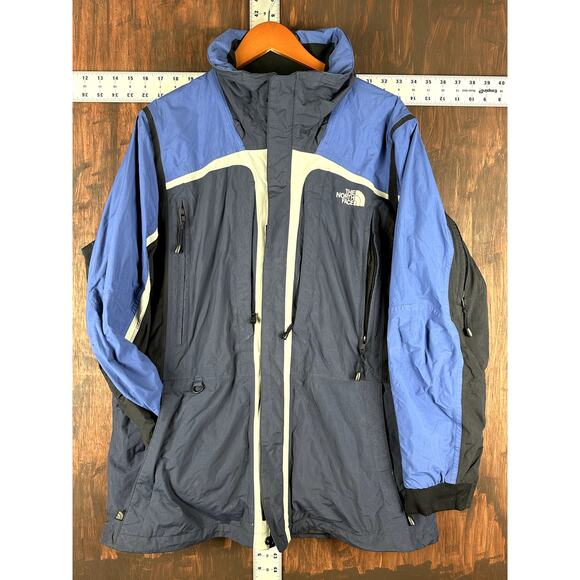 The North Face Nylon Pocket Hooded Full Zip Jacket Blue Mens Medium 2 Layers GUC